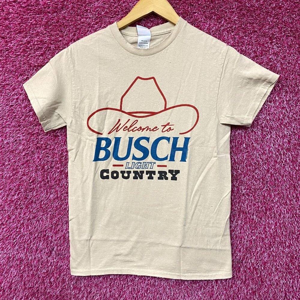 Welcome to Busch Light Country Cowboy Hat Beige T-Shirt XS